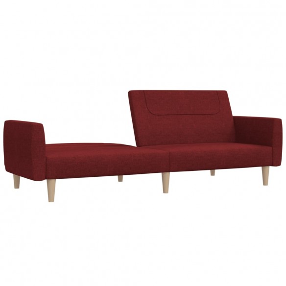 Canapé-lit à 2 places rouge bordeaux tissu