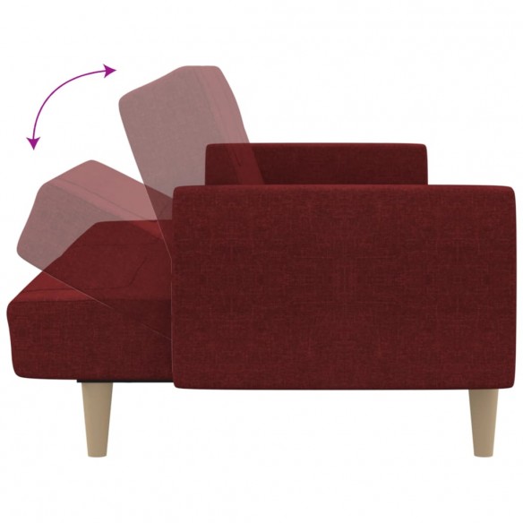 Canapé-lit à 2 places rouge bordeaux tissu