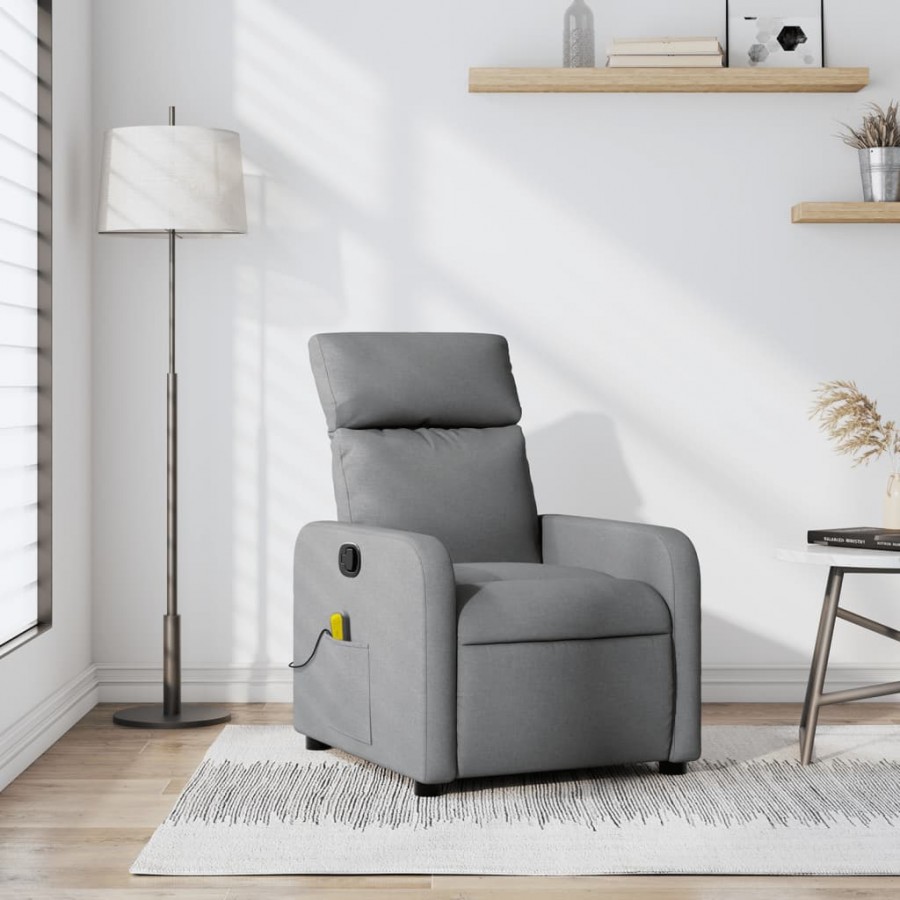 Fauteuil de massage inclinable Gris clair Tissu