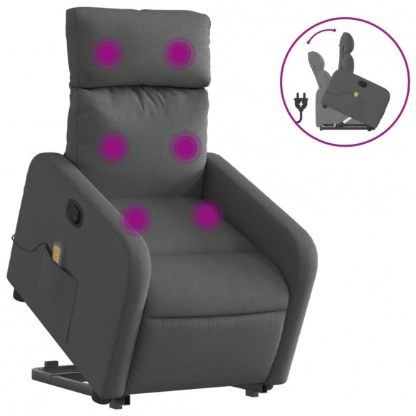 Fauteuil de massage inclinable Gris foncé Tissu