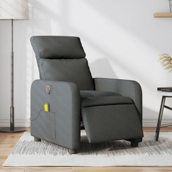 Fauteuil inclinable de massage électrique gris foncé tissu