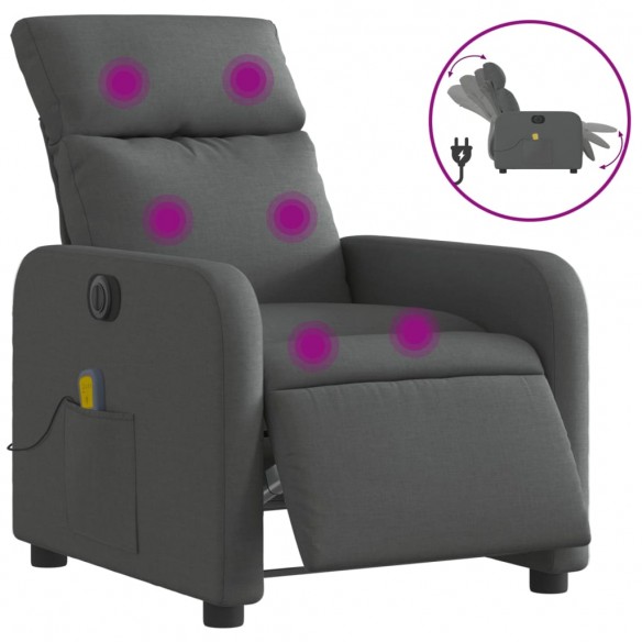 Fauteuil inclinable de massage électrique gris foncé tissu