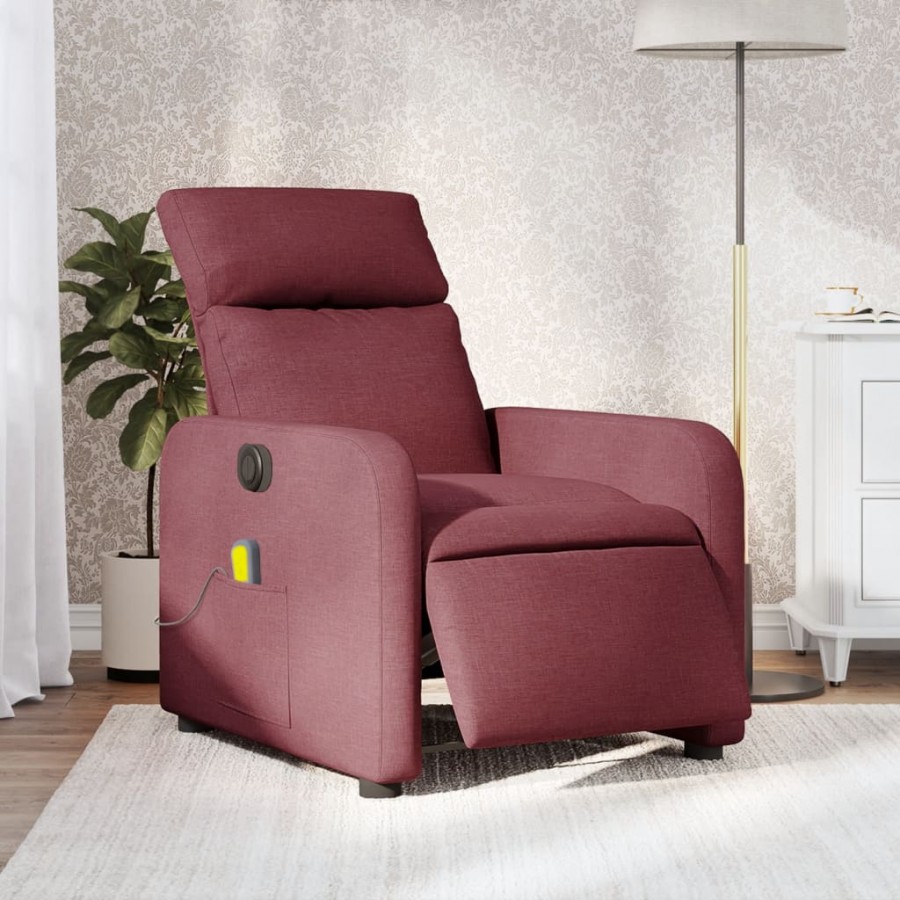 Fauteuil de massage inclinable électrique Rouge bordeaux Tissu