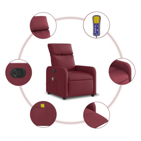 Fauteuil de massage inclinable électrique Rouge bordeaux Tissu