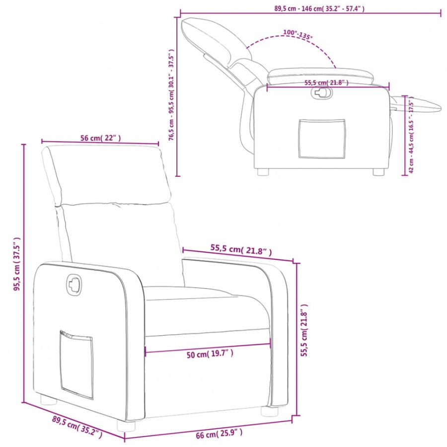 Fauteuil inclinable Noir Similicuir Fauteuil inclinable Noir Similicuir