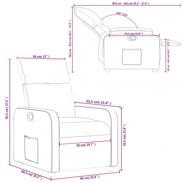 Fauteuil inclinable Noir Similicuir