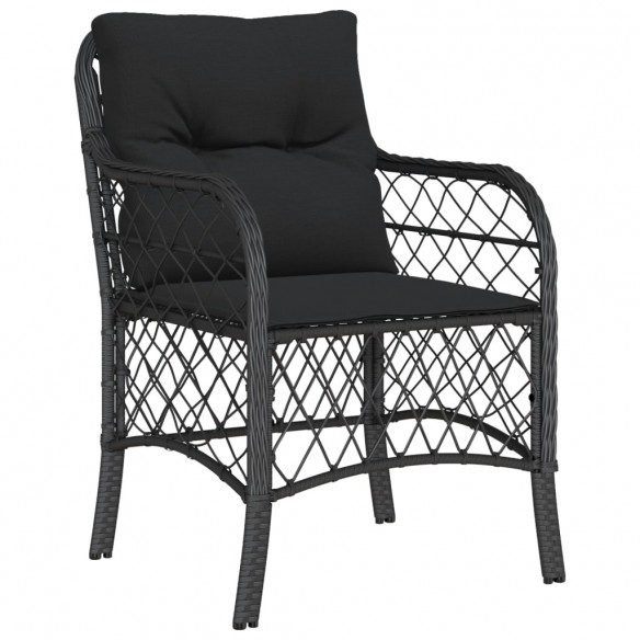 Chaises de jardin avec coussins 2 pcs noir résine tressée