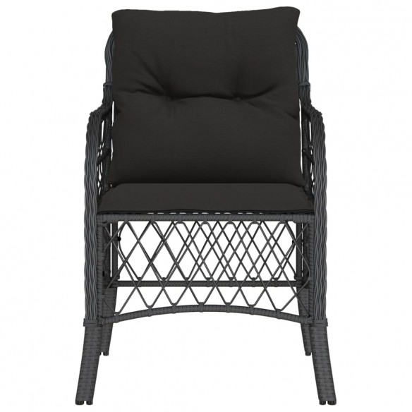 Chaises de jardin avec coussins 2 pcs noir résine tressée