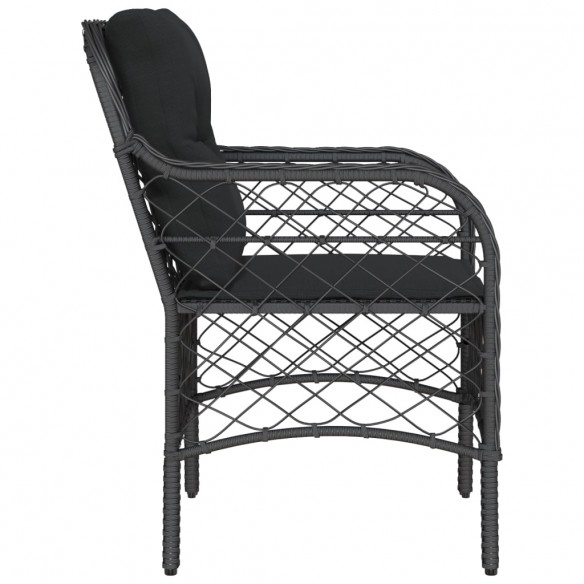 Chaises de jardin avec coussins 2 pcs noir résine tressée