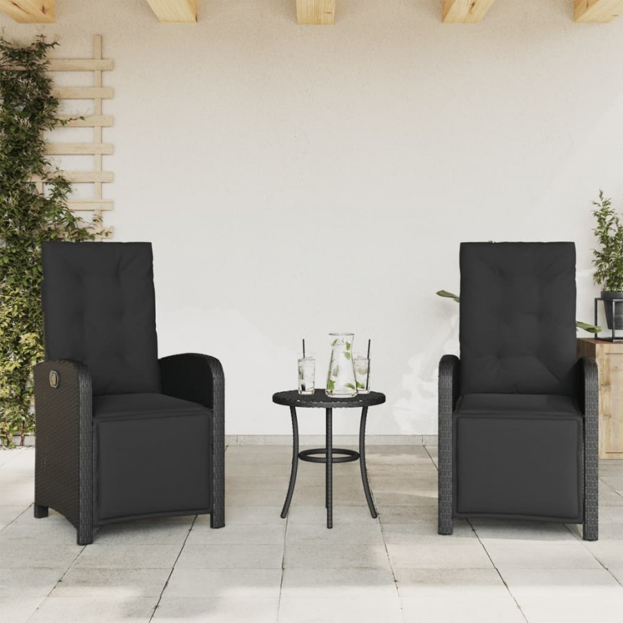 Chaises inclinables de jardin lot de 2 repose-pied noir rotin