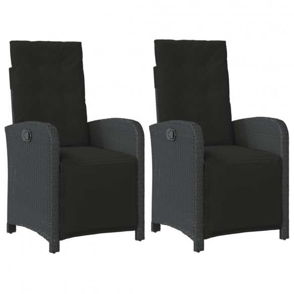 Chaises inclinables de jardin lot de 2 repose-pied noir rotin