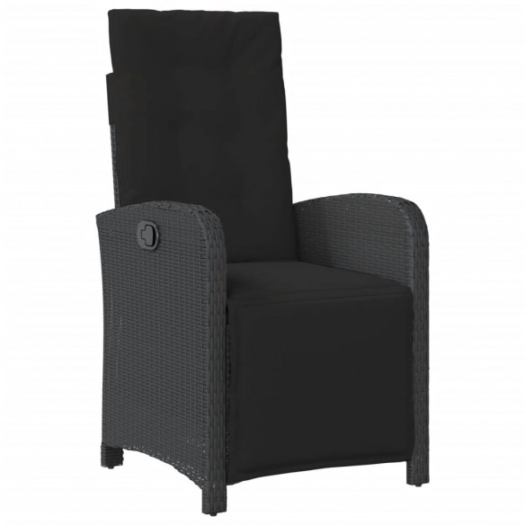 Chaises inclinables de jardin lot de 2 repose-pied noir rotin