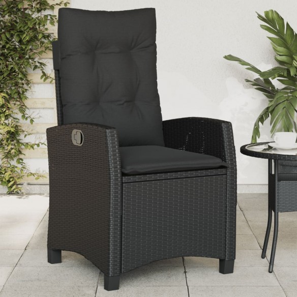 Chaises inclinables de jardin lot de 2 et coussins noir rotin