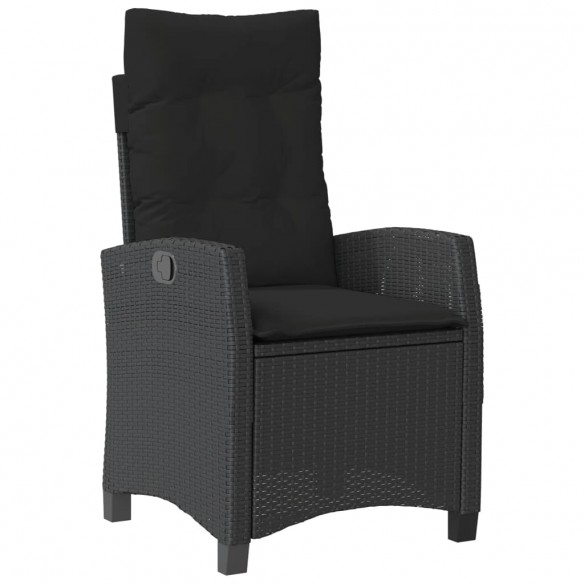 Chaises inclinables de jardin lot de 2 et coussins noir rotin