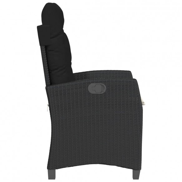 Chaises inclinables de jardin lot de 2 et coussins noir rotin