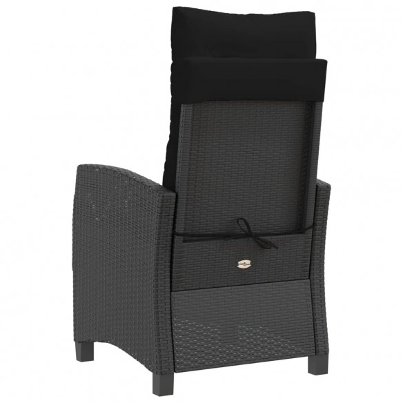 Chaises inclinables de jardin lot de 2 et coussins noir rotin