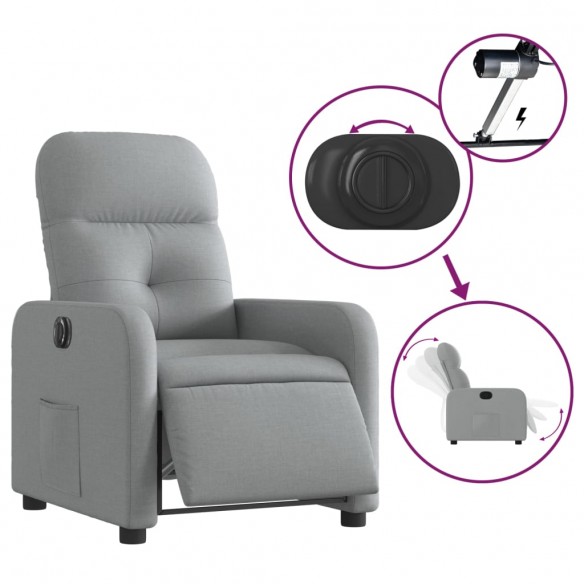 Fauteuil inclinable électrique Gris clair Tissu