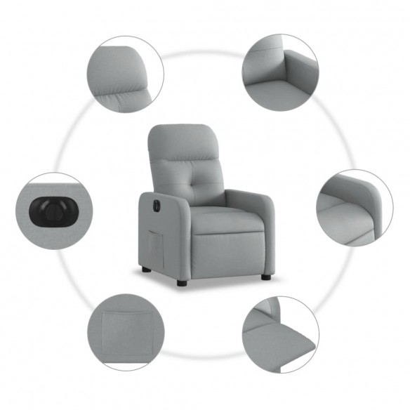 Fauteuil inclinable électrique Gris clair Tissu