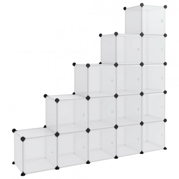 Cubes de rangement 15 pcs avec portes Transparent PP