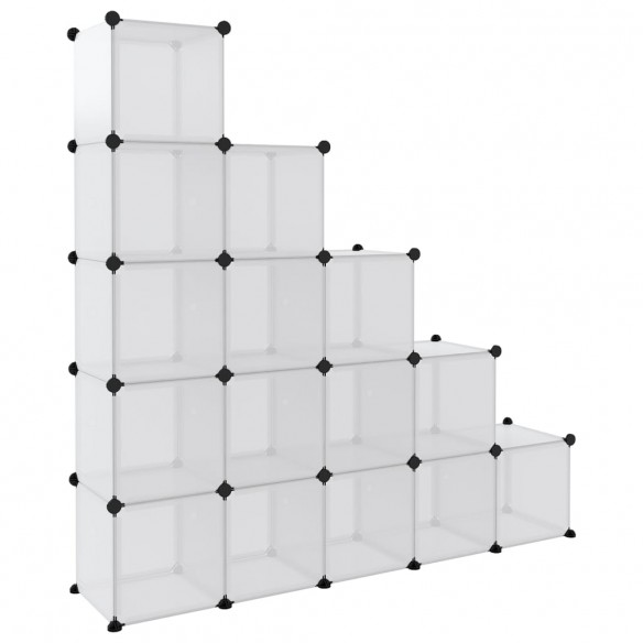 Cubes de rangement 15 pcs avec portes Transparent PP