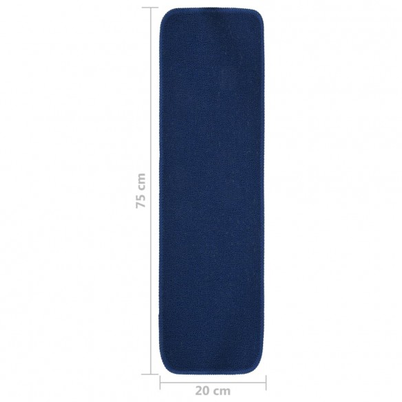 Tapis d'escalier 15 pcs 70x20 cm Bleu marine Rectangulaire