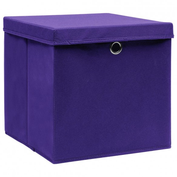 Boîtes de rangement avec couvercles 10 pcs 28x28x28 cm Violet