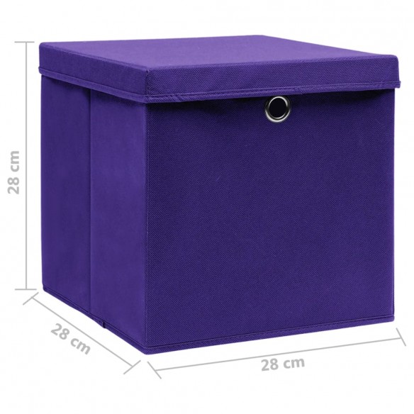 Boîtes de rangement avec couvercles 10 pcs 28x28x28 cm Violet