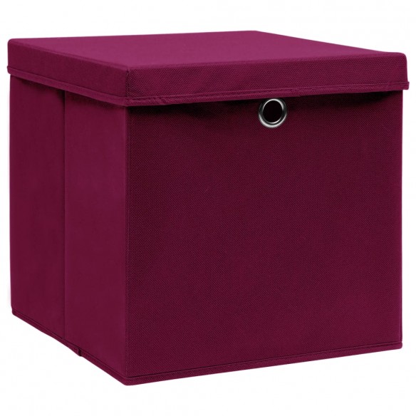 Boîtes de rangement et couvercles 10 pcs 28x28x28cm Rouge foncé