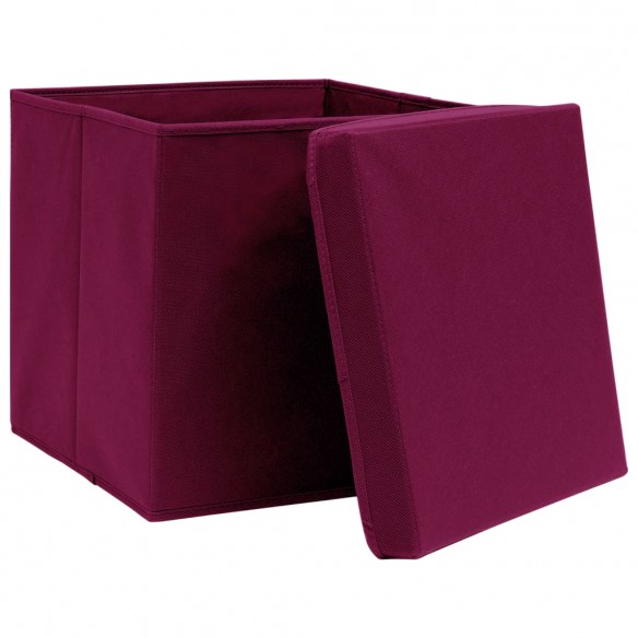 Boîtes de rangement et couvercles 10 pcs 28x28x28cm Rouge foncé