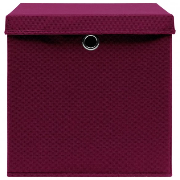 Boîtes de rangement et couvercles 10 pcs 28x28x28cm Rouge foncé