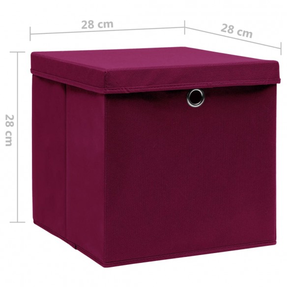 Boîtes de rangement et couvercles 10 pcs 28x28x28cm Rouge foncé