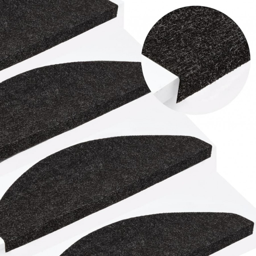 Tapis d'escalier autocollants 15 pcs 65x22,5x3,5 cm Anthracite