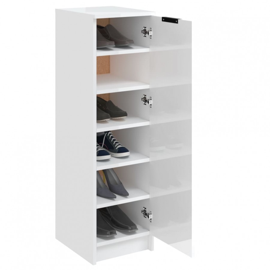 Meuble chaussures Blanc brillant 30x35x100 cm 