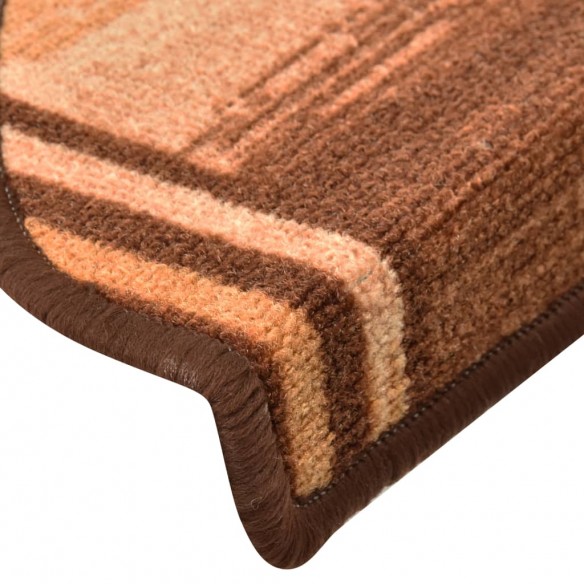 Tapis d'escalier autocollants 15 pcs Marron 65x21x4 cm