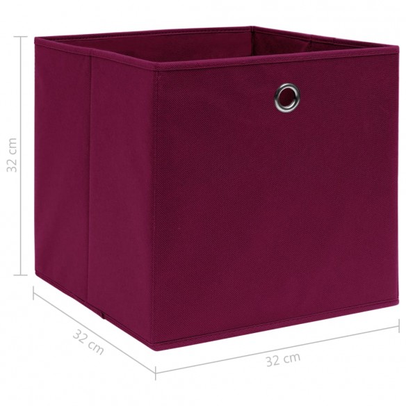 Boîtes de rangement 10 pcs Rouge foncé 32x32x32 cm Tissu