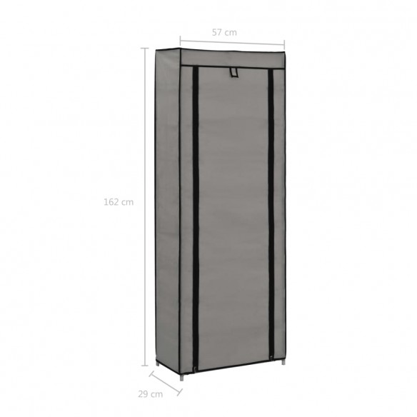 Armoire à chaussures avec housse Gris 57x29x162 cm Tissu