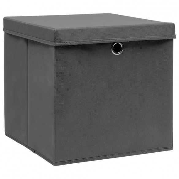 Boîtes de rangement avec couvercles 4 pcs 28x28x28 cm Gris