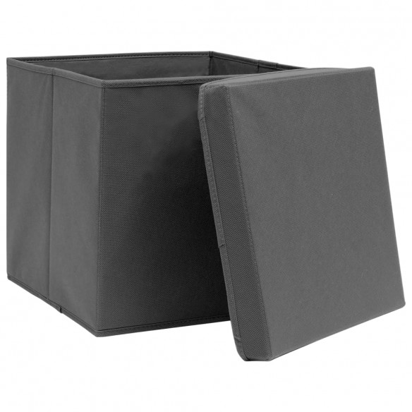 Boîtes de rangement avec couvercles 4 pcs 28x28x28 cm Gris