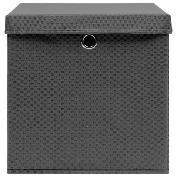 Boîtes de rangement avec couvercles 4 pcs 28x28x28 cm Gris