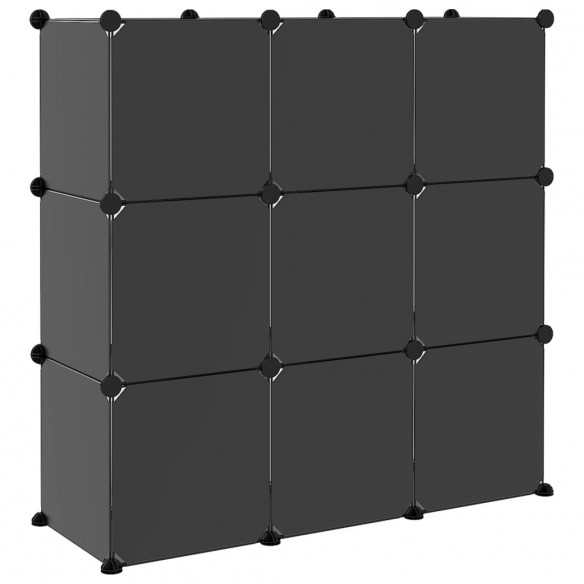 Cubes de rangement 9 pcs avec portes Noir PP