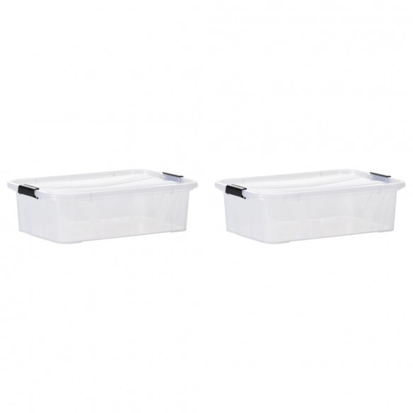 Boîtes de rangement avec couvercles 2 pcs Transparent 7 L