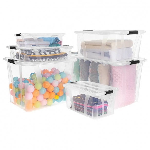 Boîtes de rangement avec couvercles 2 pcs Transparent 7 L