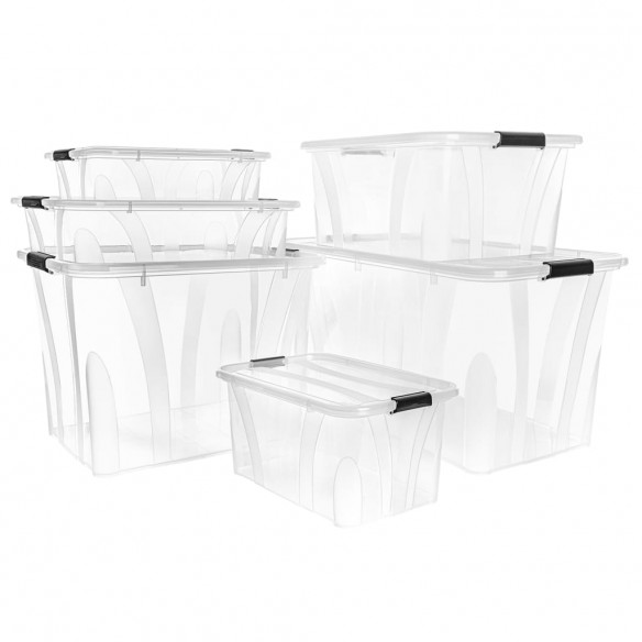 Boîtes de rangement avec couvercles 2 pcs Transparent 7 L