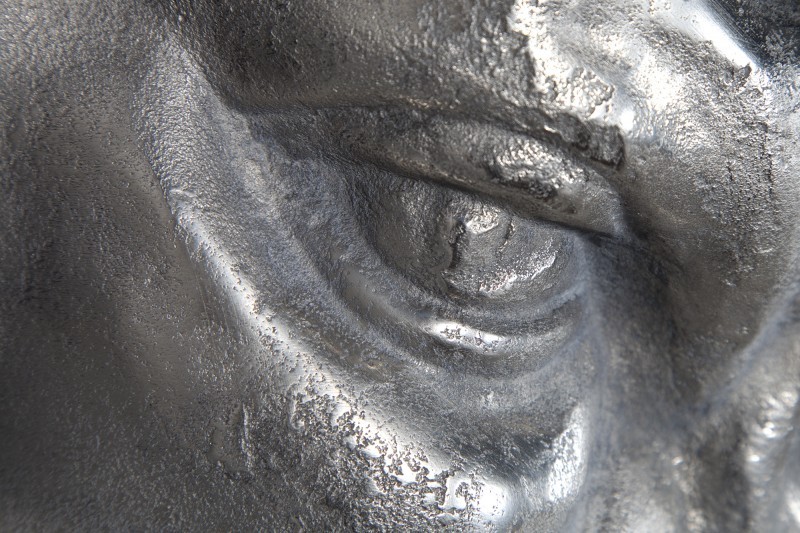 Trophée mural 65 cm en tête de taureau en aluminium argenté