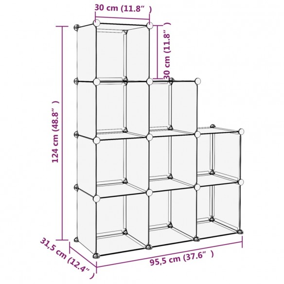 Cubes de rangement 9 pcs Transparent PP