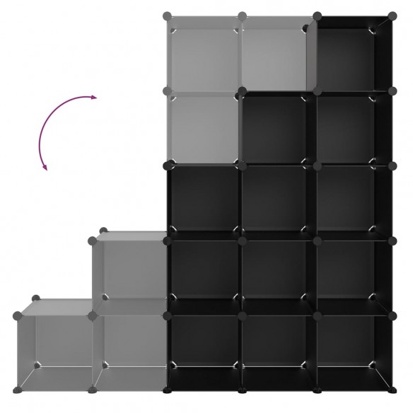 Cubes de rangement 15 pcs Noir PP