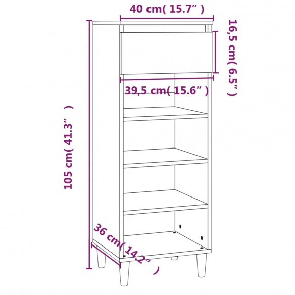 Armoire à chaussures Chêne fumé 40x36x105 cm Bois d'ingénierie