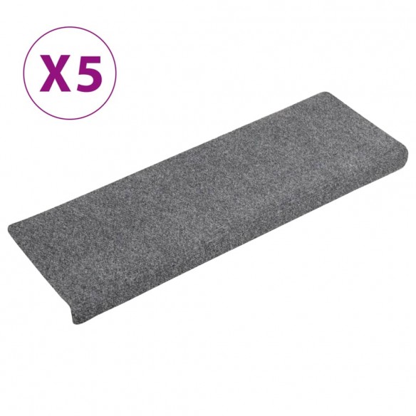 Tapis de marches d'escalier 5 pcs Gris 65x21x4 cm Aiguilleté