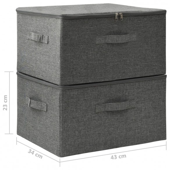 Boîtes de rangement 2 pcs Tissu 43x34x23 cm Anthracite