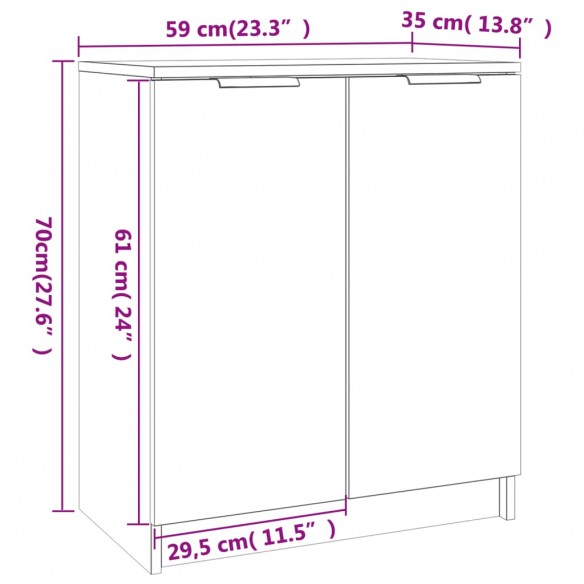 Armoire à chaussures Noir 59x35x70 cm bois d'ingénierie